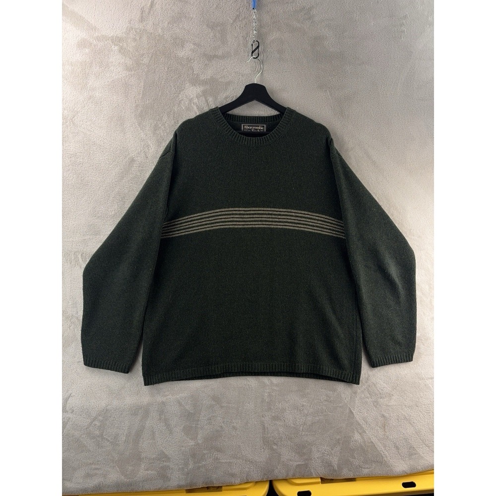 Abercrombie & Fitch Crew Neck Sweater Mens‎ Size XL Green Lambswool Blend Y2K